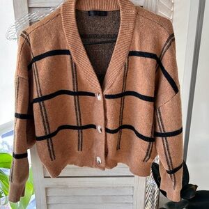 Women's Brown and Black Striped Sweater
